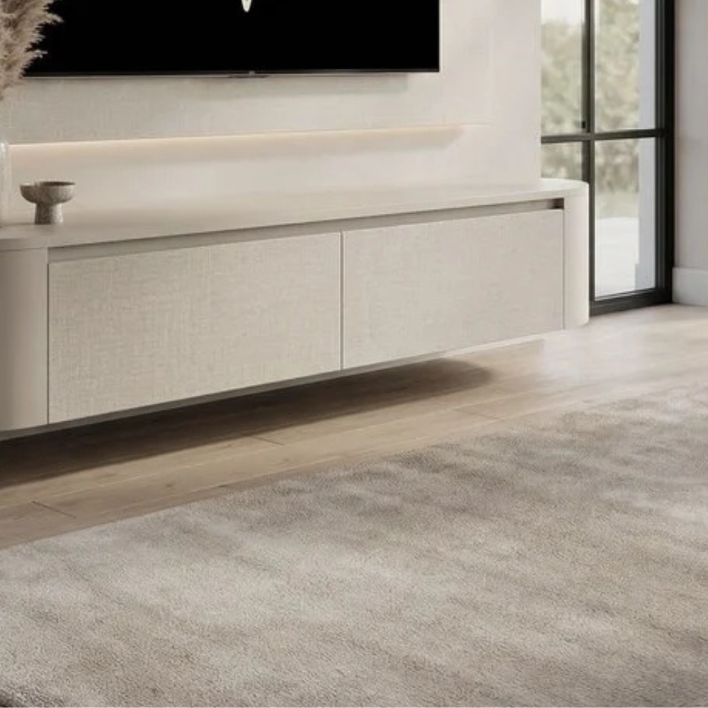 Japandi Curved TV Unit – Curved Side Design