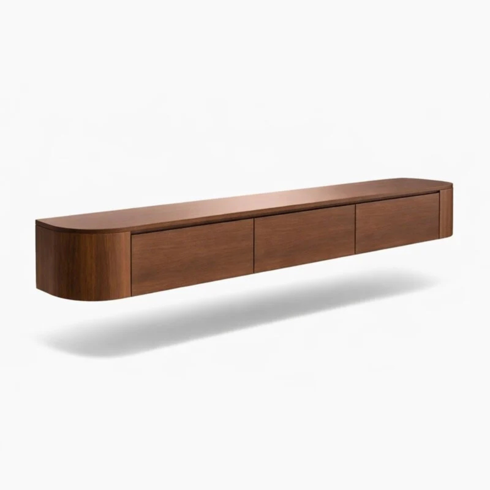 Japandi Curved TV Unit – Curved Side Design