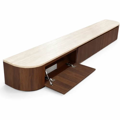 Japandi Curved TV Unit – Curved Side Design