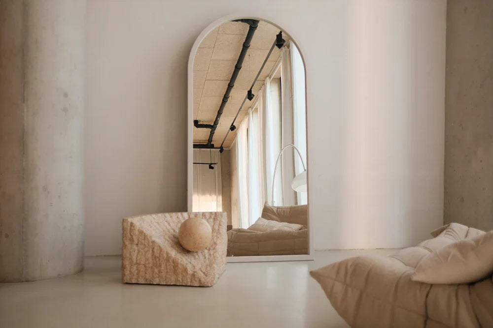 Nova Arched Full Length Mirror – Japandi Wood – Taupe – 200 x 100 cm